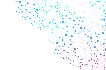 Structure molecule and communication Dna, atom, neurons. Science concept for your design. Connected lines with dots. Medical, technology, chemistry, science background. Vector illustration.