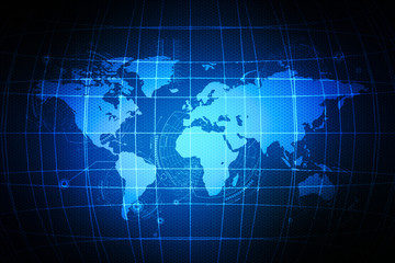 Fototapeta premium digital cyber world map technology concept, abstract background