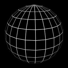 3D Sphere Mesh with White Edge Lines 3D Illustration