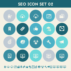 SEO icons, set 2. Multicolored flat buttons