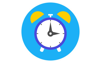 Alarm clock icon lat design style. Clock silhouette. Simple icon. Modern flat icon in stylish colors. Web site page and mobile app design element.