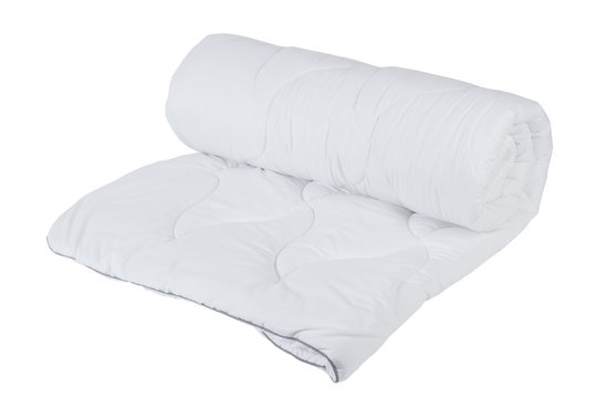 Rolled White Blanket Isolated