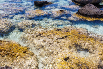 Rocks of the shore at Elafonisi beach. Crete. Greece.