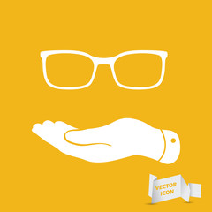 flat hand represents glasses icon - vector illustration