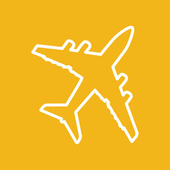line art airplane pictogram on a yellow background