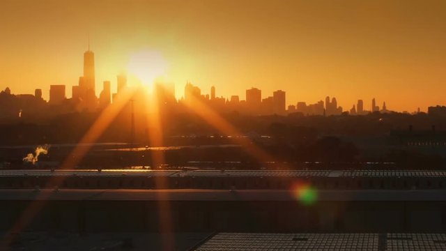 New York City skyline at dawn 