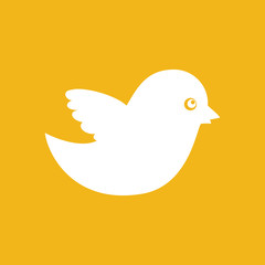 white bird icon on a yellow background