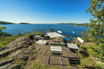 Fototapeta na wymiar Beautiful rest place on Swedish sea cliff