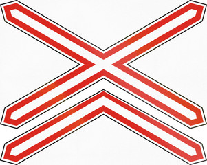 Obraz premium Hungarian warning road sign - Level crossing with multiple tracks