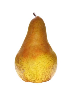ripe yellow pear isolated on white background, with clipping path