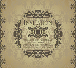 Invitation card, vintage style. Can be used as a wedding invitation