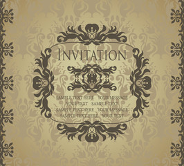 Invitation card, vintage style. Can be used as a wedding invitation