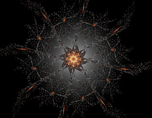 Lacy colorful clockwork pattern. Digital fractal art design. Abs