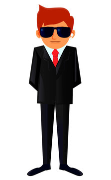 Male body guard or security with earpiece vector icon