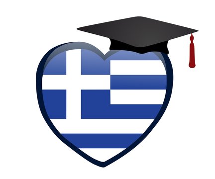 Graduation heart with national flag of Greece