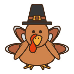 turkey character thanksgiving icon vector illustration design