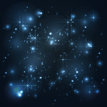 Universe, galaxy with stars in blue background, abstract vector