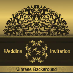 Vintage invitation with lace pattern. Can be used as a wedding invitation