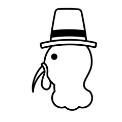 turkey character thanksgiving icon vector illustration design