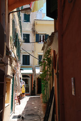 Fototapeta na wymiar Typical street of Corfu city (Greece)