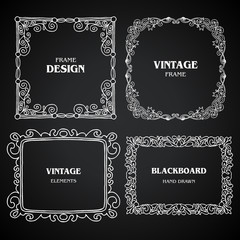 Vintage photo frames set, chalkboard vector design elements - 124163559