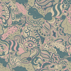 Seamless abstract hand-drawn waves pattern