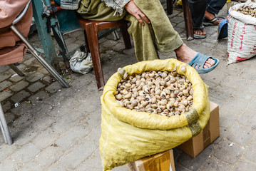 bag full of snails on market in morocco
