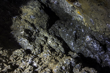 The crystals of calcite and barite in abandoned mine 