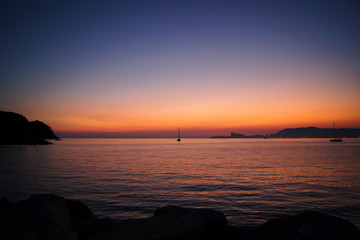 Sunset over the Mediterranean Sea. - obrazy, fototapety, plakaty