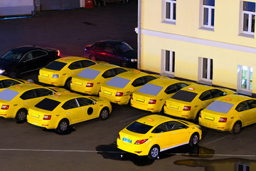 Moscow, Russia - October, 16, 2016:  taxi park in a center of Moscow