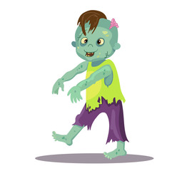 Cute happy zombie boy. Cartoon Vector illustration in a single layer without gradients.