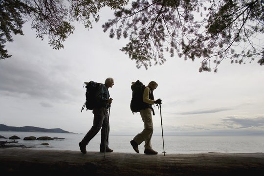 Hiking Along A Beach