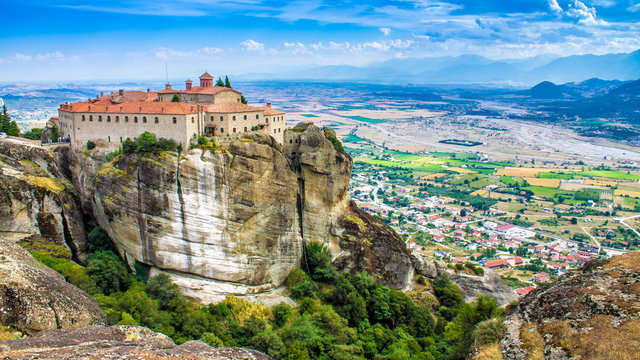 view of a monastery at Meteora, Greece