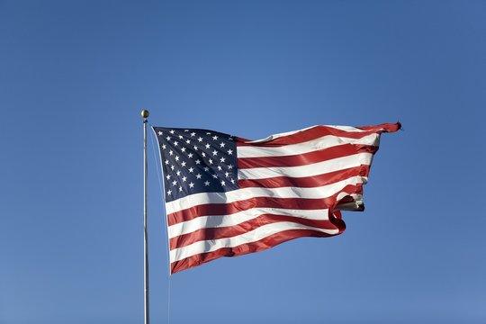 American flag against clear sky