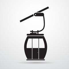Cable Car Transportation Rope Way Silhouette Black Icon Flat Vector Illustration © mast3r