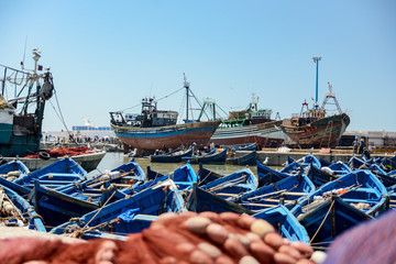 port of essaouira in morocco with fishing boats