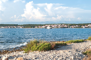 A ship sailing along Zadar town