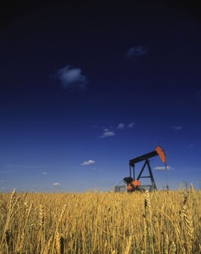 Oil Pump In Wheat Field
