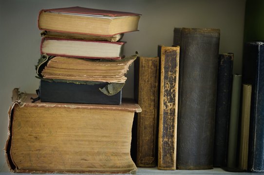 Antique books on the shelf