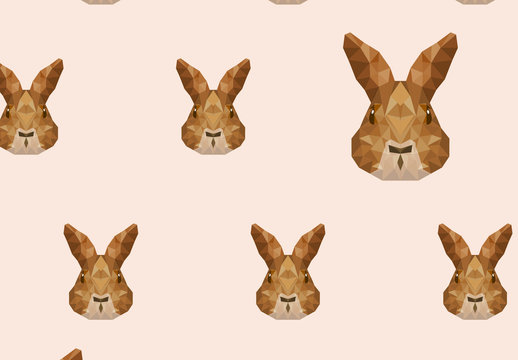 Polygonal Rabbit Face Icon Pattern