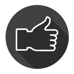 Thumb Up Hand Gesture Like Icon Flat Vector Illustration