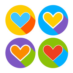 Heart Shape Web Icon Colorful Set Vector Illustration