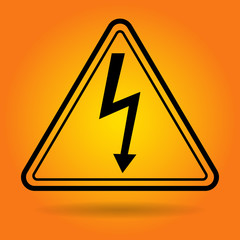 Lightning Electricity Safety Sign Icon Flat Vector Illustration