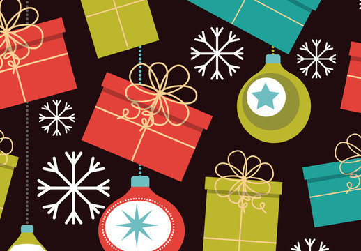 Colorful Christmas Gifts and Ornaments Pattern