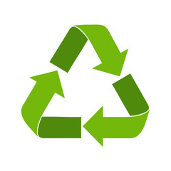 Recycle Symbol Green Logo Web Icon Flat Vector Illustration
