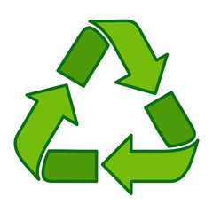 Recycle Symbol Green Logo Web Icon Flat Vector Illustration