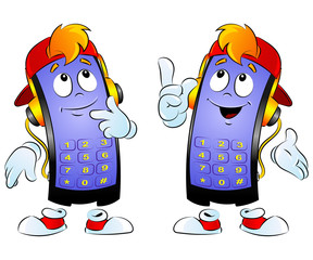 Cartoon mobile, smartphone. A large series of gestures and emotions.