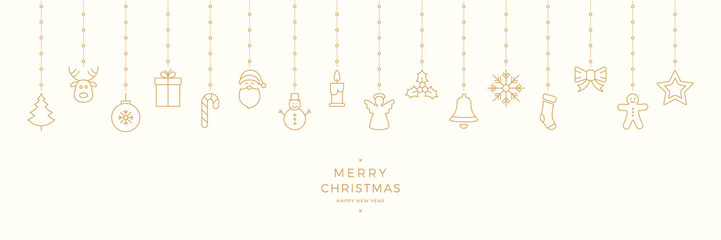 merry christmas hanging gold outline elements