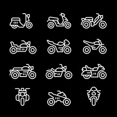 Fototapeta premium Set line icons of motorcycles