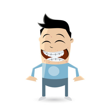clipart of a funny teenager with acne and braces